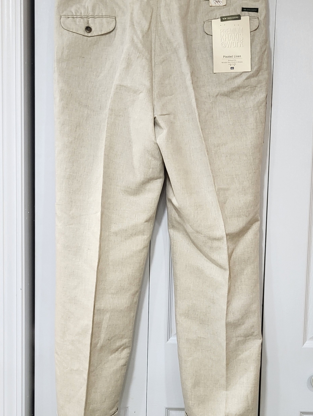 NWT Dockers Men's 42 Classic Linen Cotton Pants Trousers Khakis Beige Casual - Picture 2 of 7